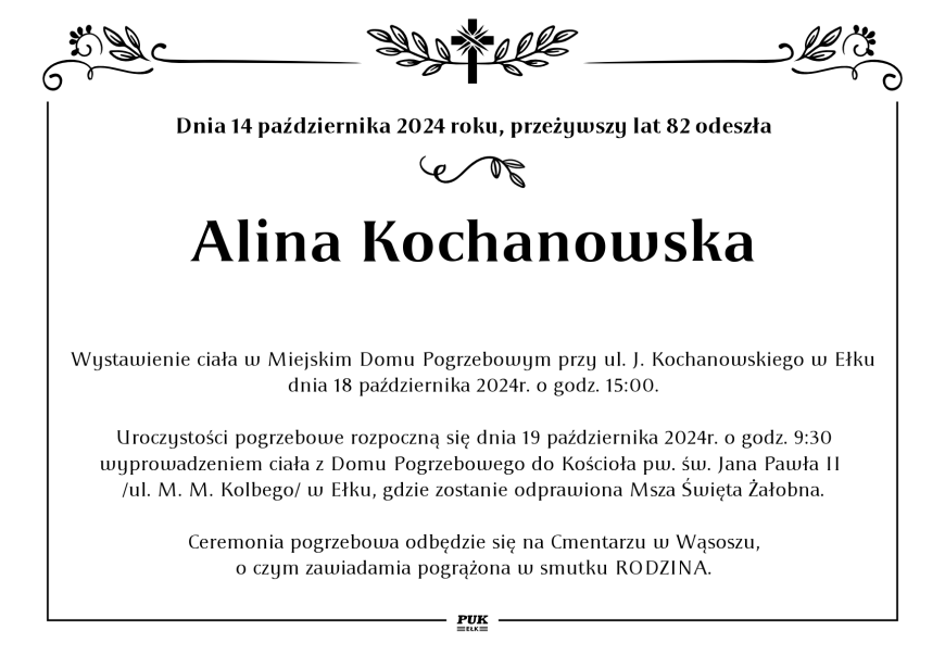 Alina Kochanowska - nekrolog